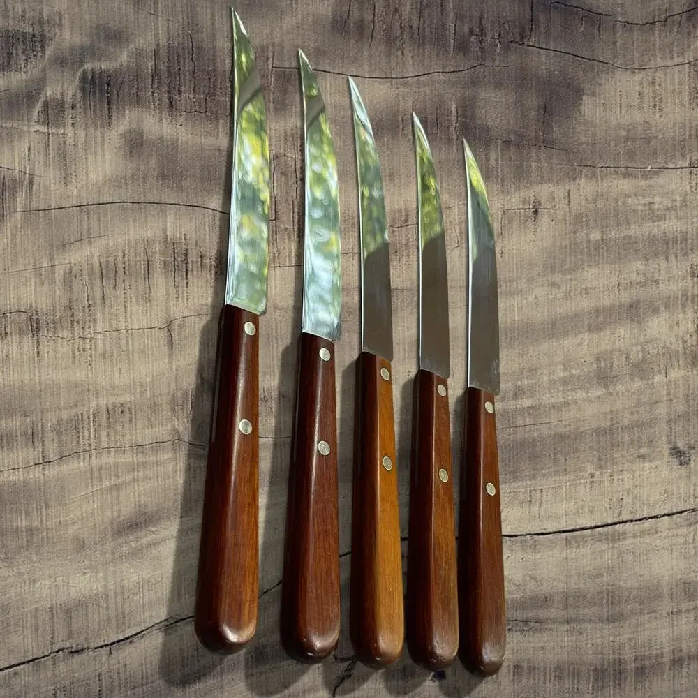 Vtg. P282-5 Wood Handle Case XX Chromium Steak Knives Lot of 5 USA Made Quality
